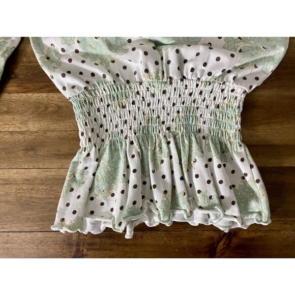 Matilda Jane Heart Soul Pride Aster Elaina Knit Green Brown Polka Dot Floral Top - Picture 4 of 9